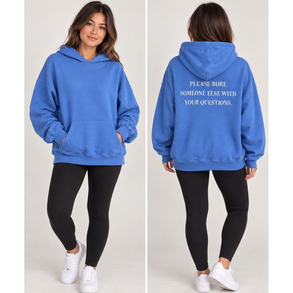 NWOT Old Navy x The Devil Wears Prada Hoodie Blue "Please Bore" Oversized L